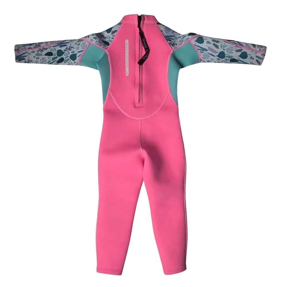 Dive & Sail X-Manta Kids Wetsuit Pink Teal Neoprene Full Body Swim Suit Size S